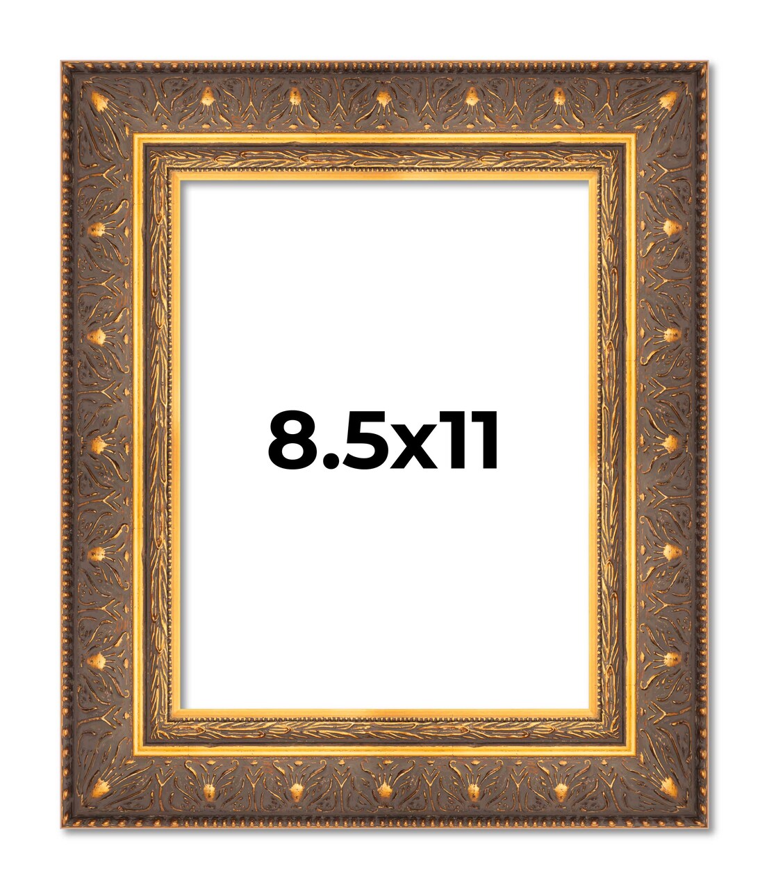 Photo Size Museum Gold Picture Frame - UV Acrylic, Foam Board Backing, Hanging Hardware